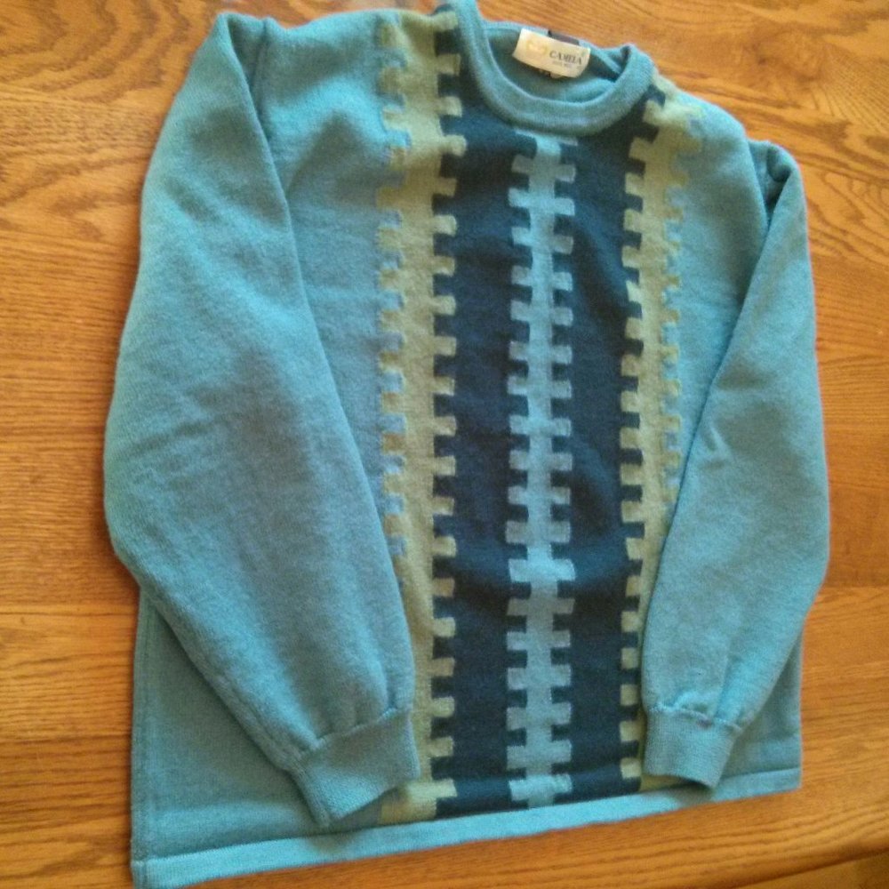 Vintage 100% Pure Wool Woolmark Intarsia Sweater